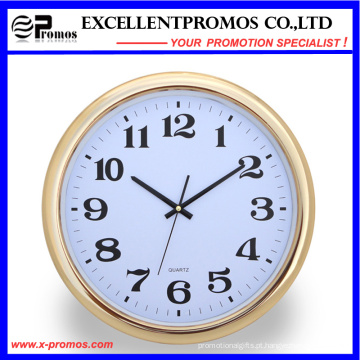 Gold Frame Logo impressão rodada relógio de parede de plástico (item23)